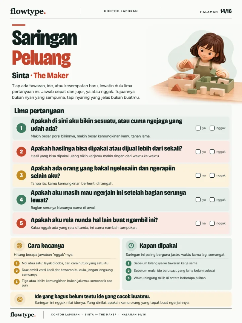 Contoh halaman 14: Saringan Peluang
